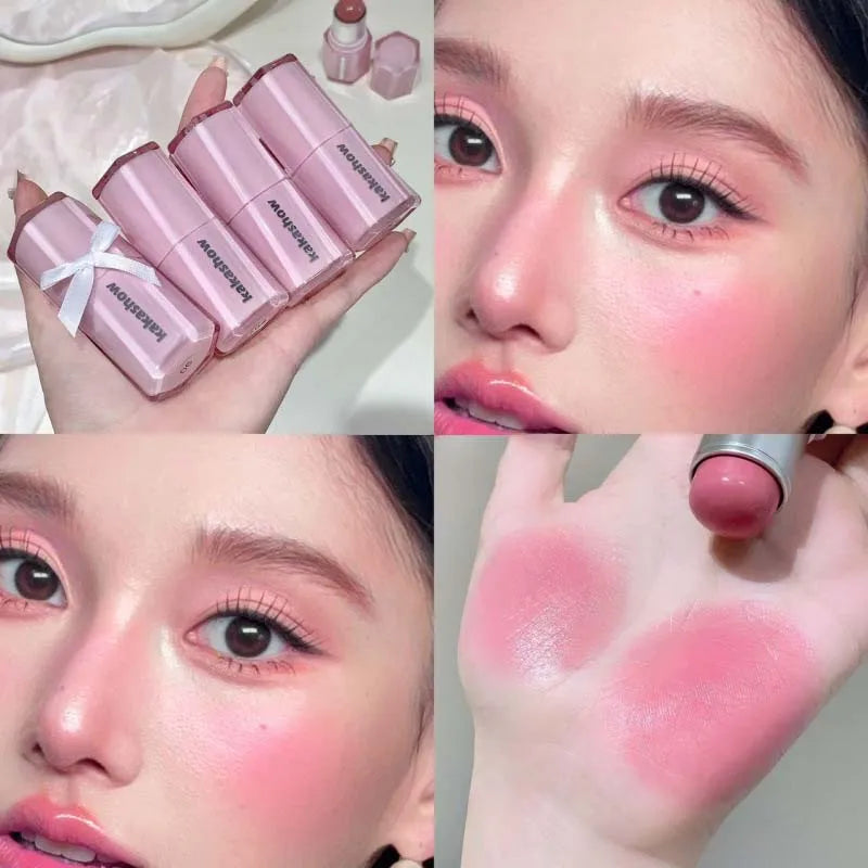 Water Plumping Gloss Rouge Blush Stick Matte Moisturizing Lipgloss Lasting Easy To Smudge Natural Blusher Lip and Cheek Dual-use