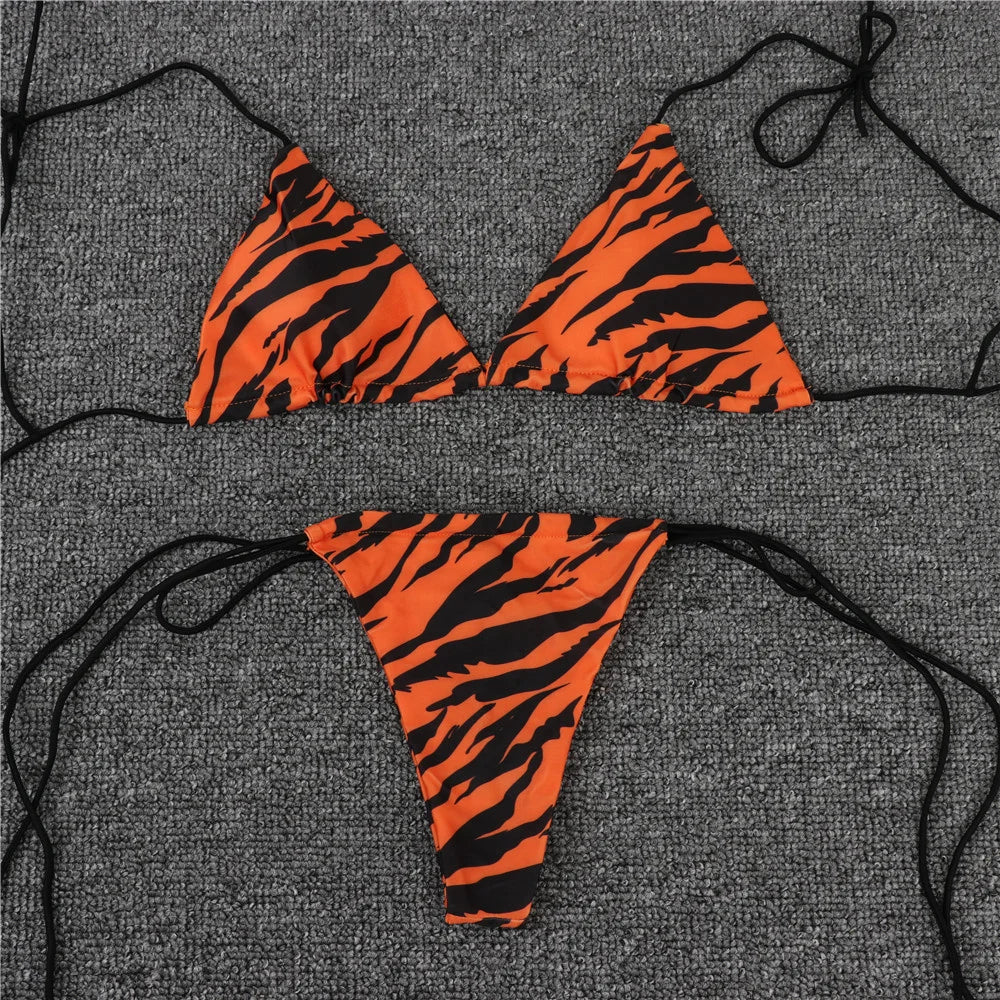 Tiger Triangle String Bikini