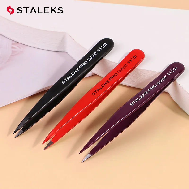 STALEKS Eyebrow Tweezers Professional Stainless Steel Beard Clips Hair Removal Tweezer Eyelash Extension Makeup Tools TE-11-5