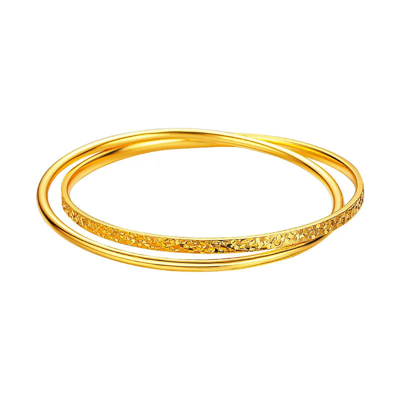 18k Golden Color Sparkling Surface Bracelet