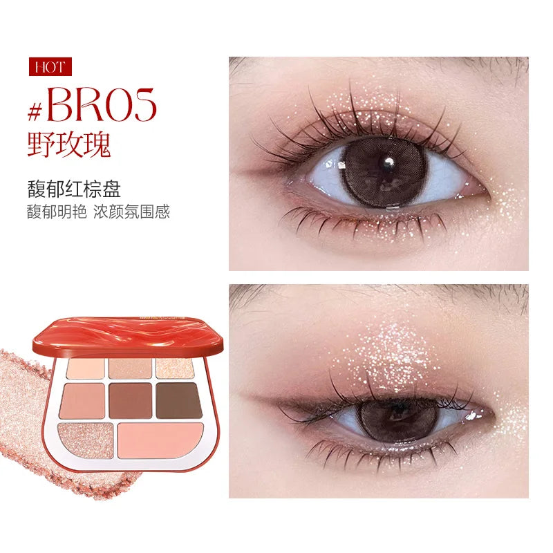 FOCALLURE 8 Colors Eyeshadow Palette Matte Satin Shimmer Glitter Fine Flash Waterproof Easy to Wear Longlasting Eye Makeup