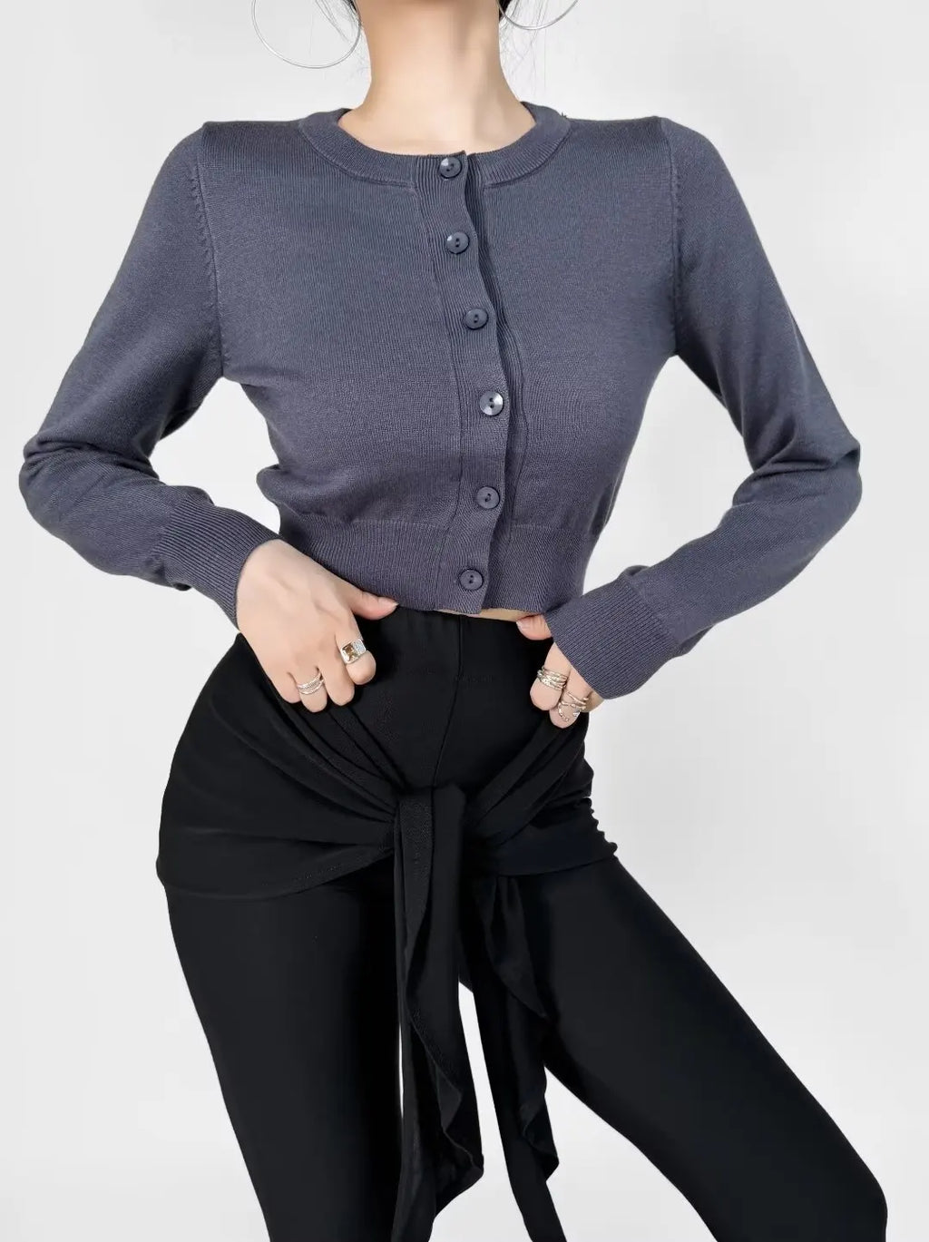 Retro Button Through Pointelle Knit Cardigan