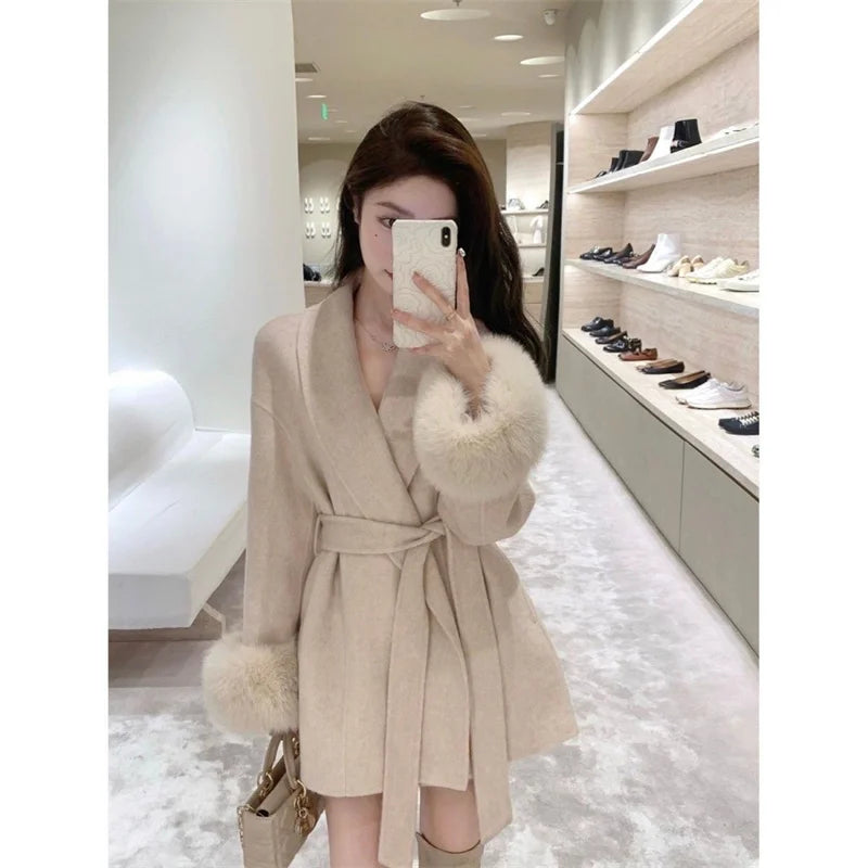 Thin Strap Woolen Jacket