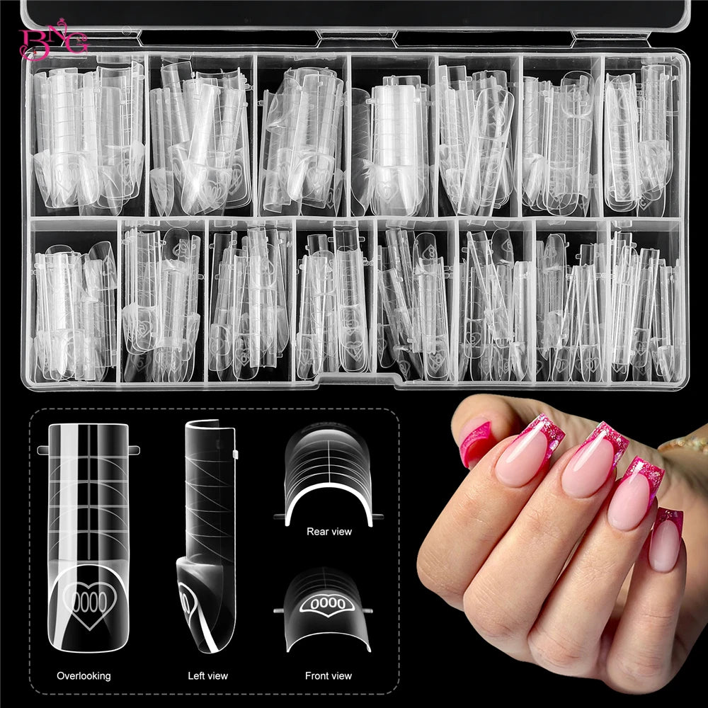 BNG 150Pcs Smart French Line Dual Form 15 Sizes Space Nail Form For Builder Gel Soft Cuticle Area Molds For Manicure