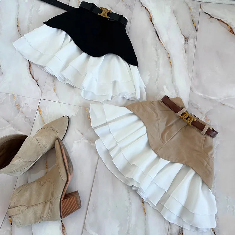 Denim High Waist Cake Skirt