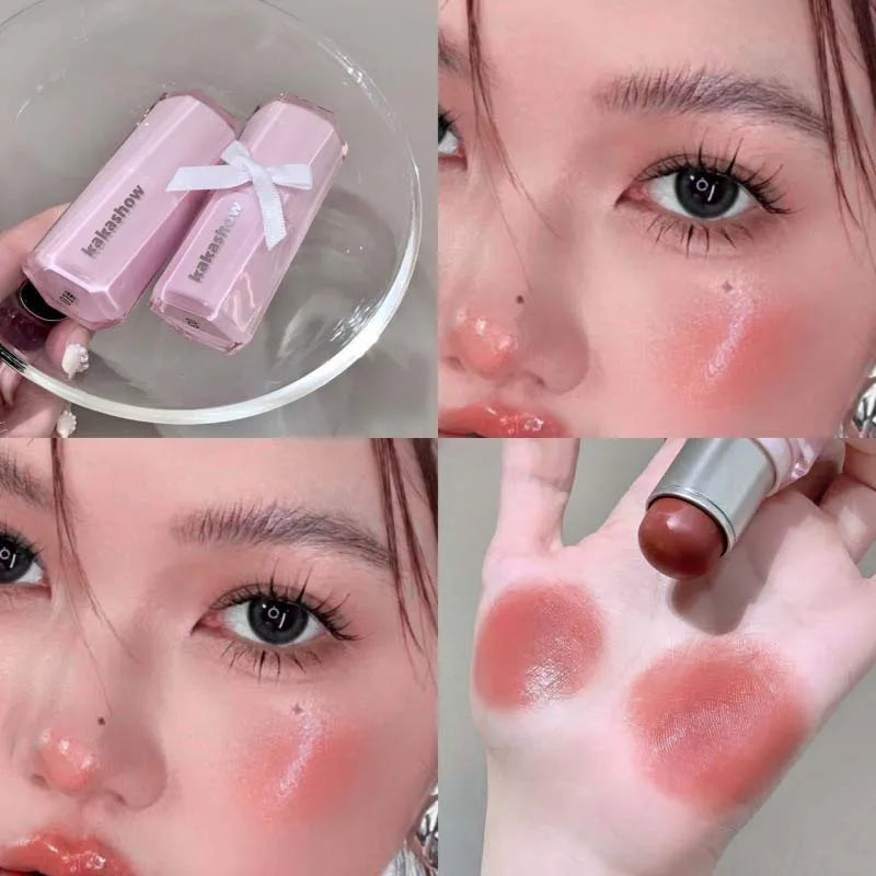 Water Plumping Gloss Rouge Blush Stick Matte Moisturizing Lipgloss Lasting Easy To Smudge Natural Blusher Lip and Cheek Dual-use