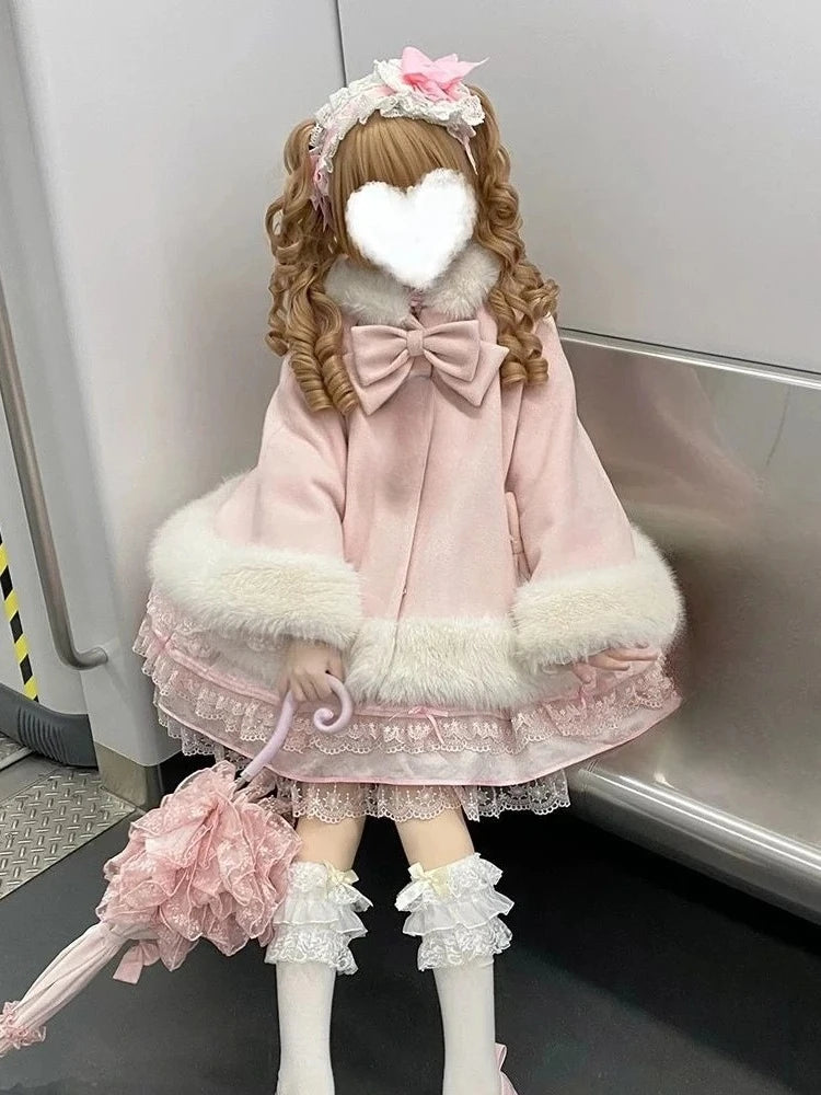 Furry Patchwork Loose Cute Hooded Jacket