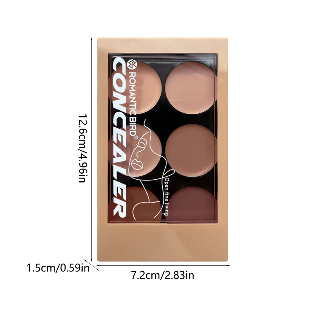 6-Color Waterproof Concealer, Matte High Coverage, Oil Control, Acne Scar And Black Circle Cosmetics Foundation
