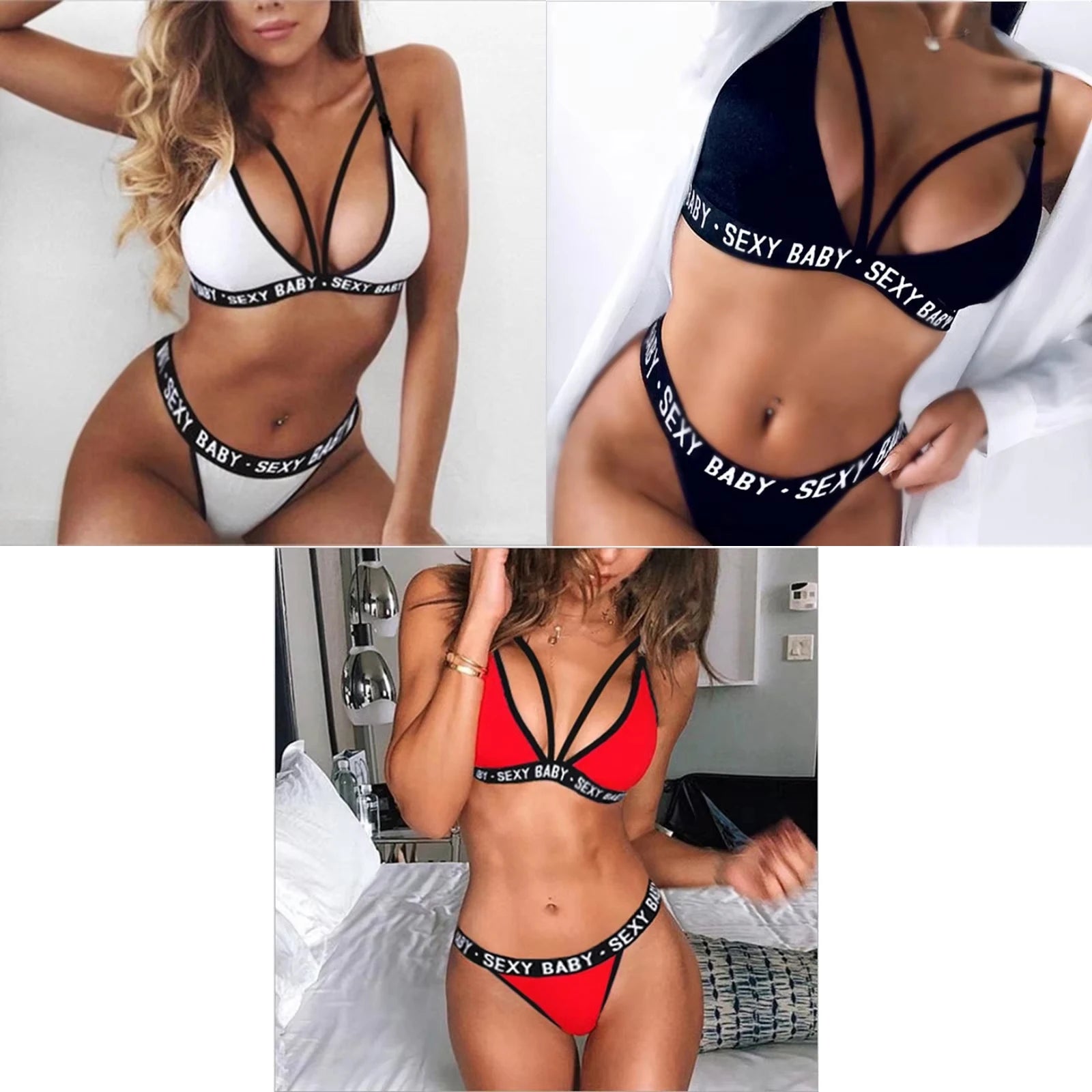 Contrast Strap Design Bikini