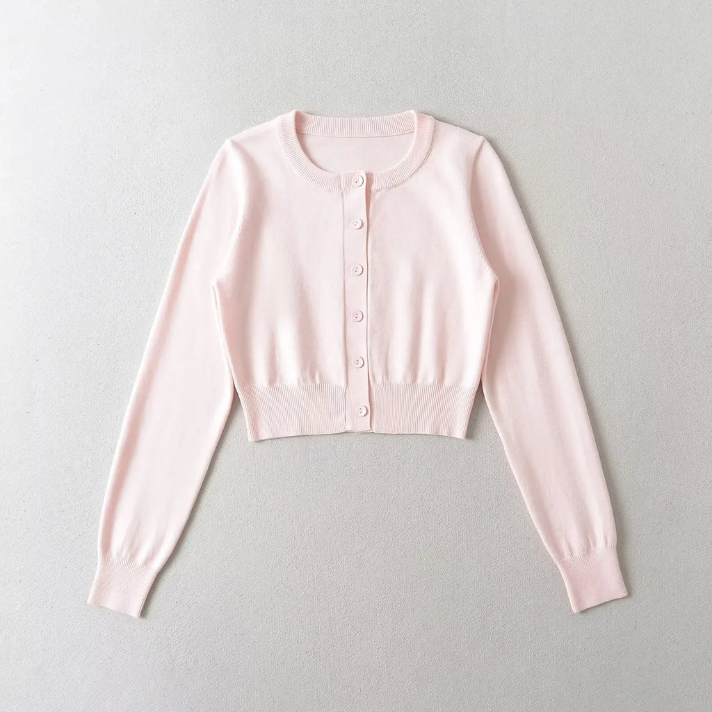 Retro Button Through Pointelle Knit Cardigan