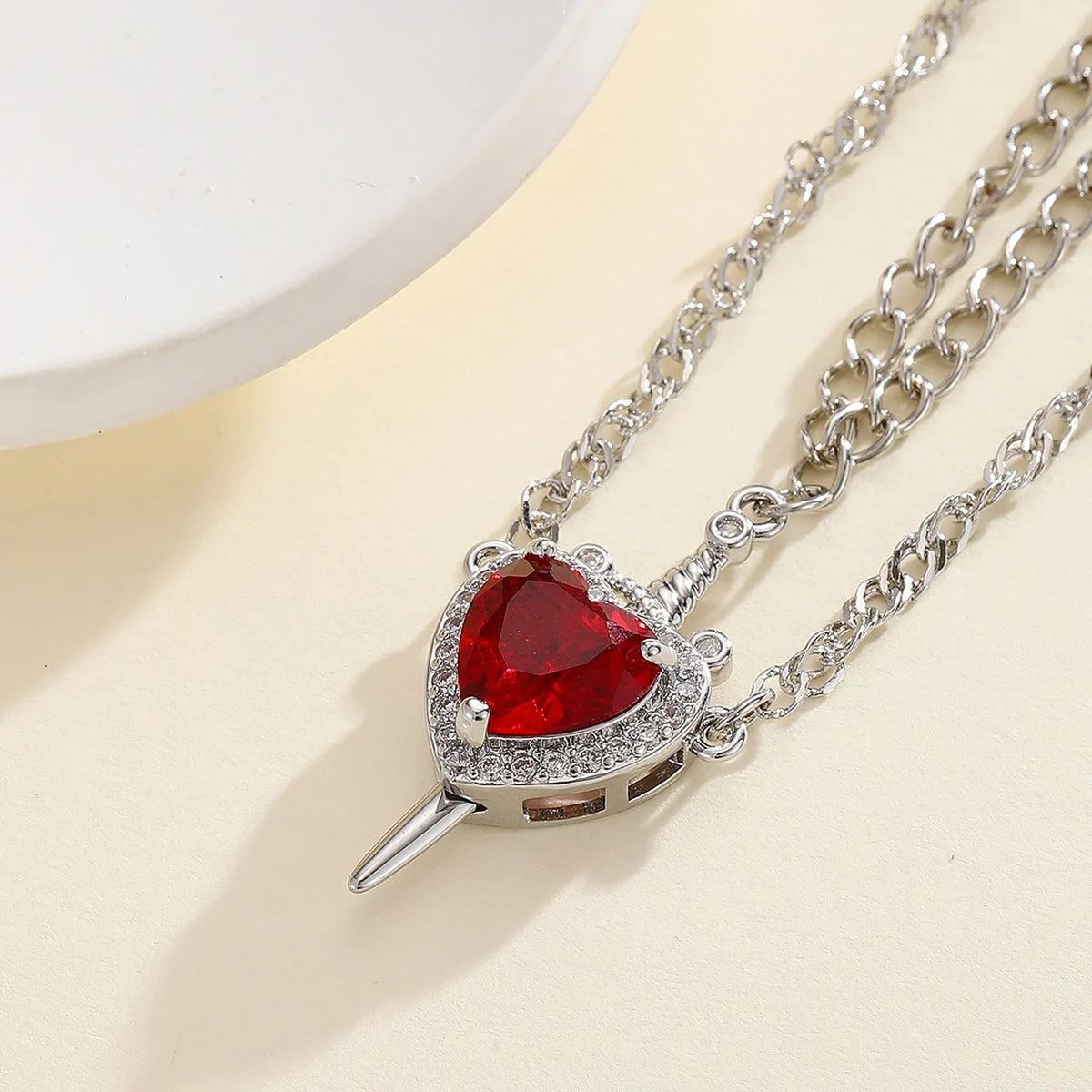 Heart and Sword Pendant Necklace