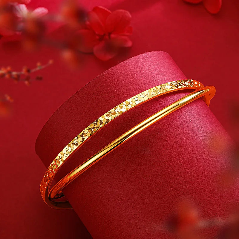 18k Golden Color Sparkling Surface Bracelet