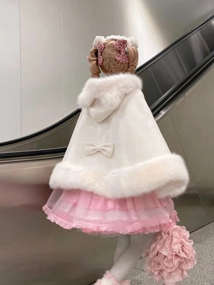 Furry Patchwork Loose Cute Hooded Jacket