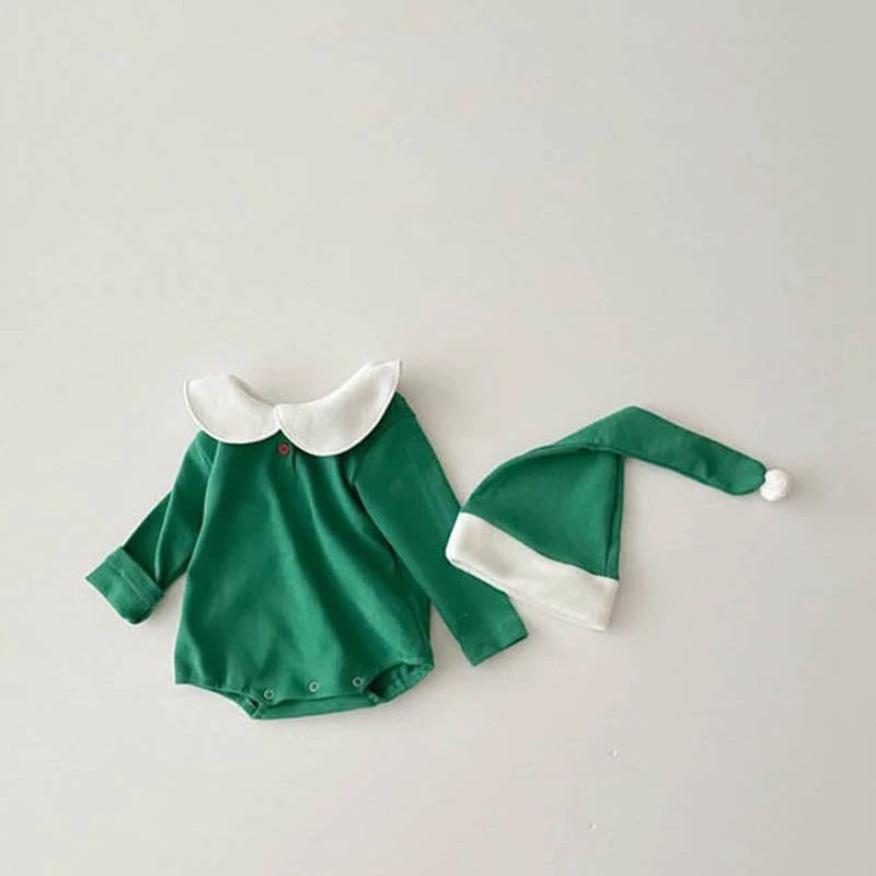 Cute Triangle Romper with Hat for Christmas