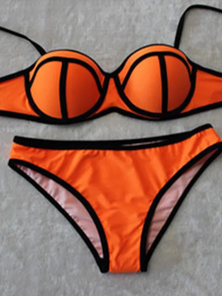 Contrast Color Split Bikini