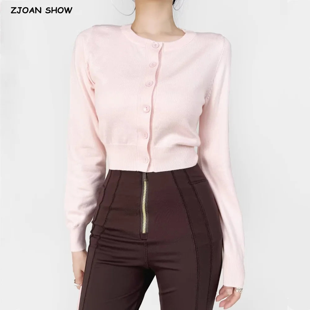 Retro Button Through Pointelle Knit Cardigan