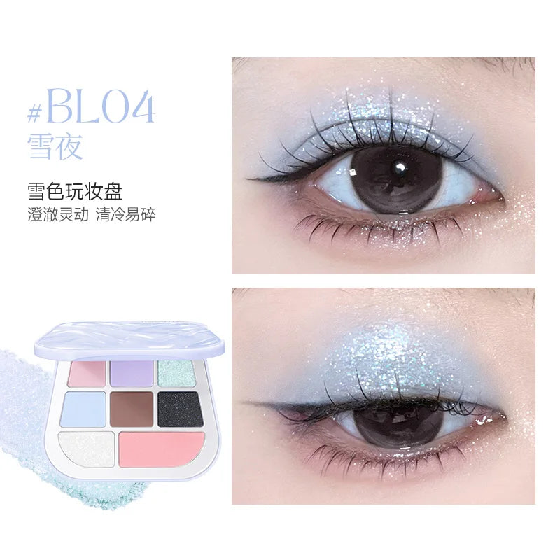 FOCALLURE 8 Colors Eyeshadow Palette Matte Satin Shimmer Glitter Fine Flash Waterproof Easy to Wear Longlasting Eye Makeup