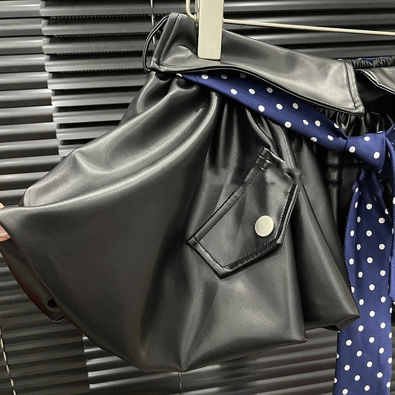 Plaid Patchwork Contrast Color Short Skirt