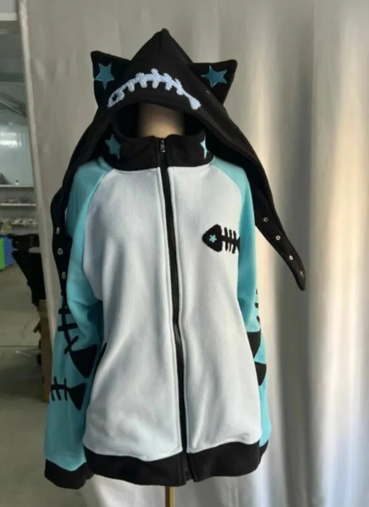 Kawaii Fish Bone Hoodie