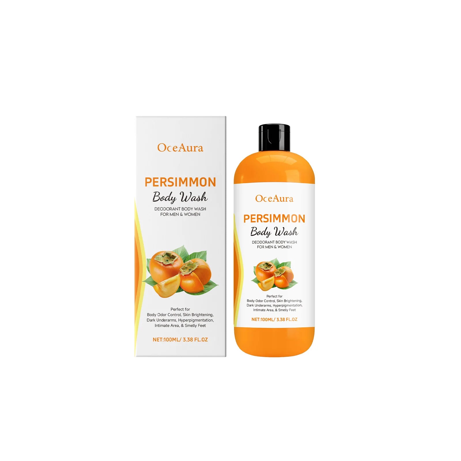 Persimmon Fresh Shower Gel Deep Cleaning Dirt Remove Odors Unclog Pores Rich Foam Barrier Repair Gentle Exfoliation Body Wash
