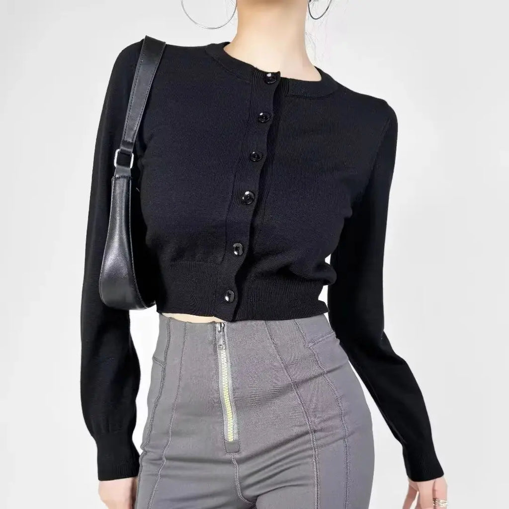 Retro Button Through Pointelle Knit Cardigan