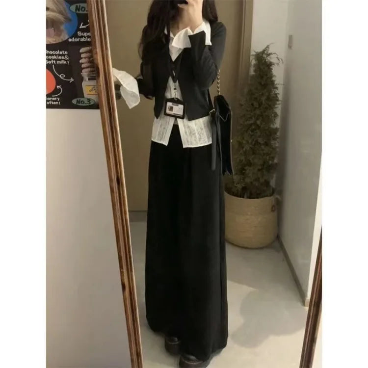 Fake Two Piece Patchwork Lapel Neck Shirt