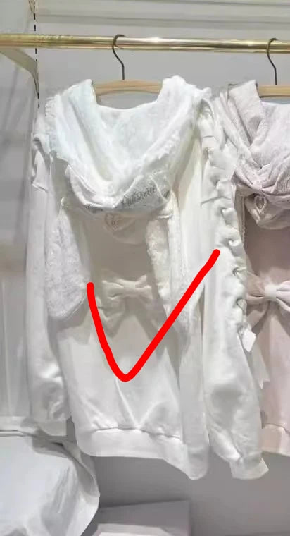 Rabbit Ear Lace Hooded Sweatshirt