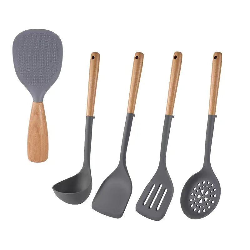 Chinese Style Silicone Wood Handle Spatula