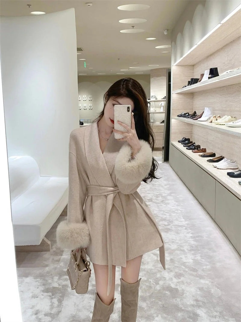 Thin Strap Woolen Jacket