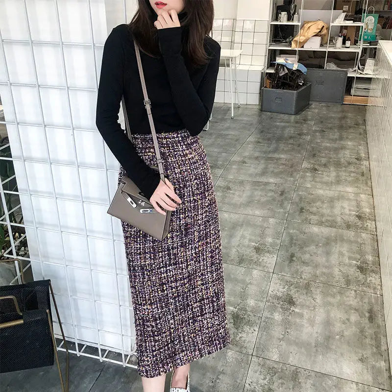 Coarse Floral Tweed Skirt