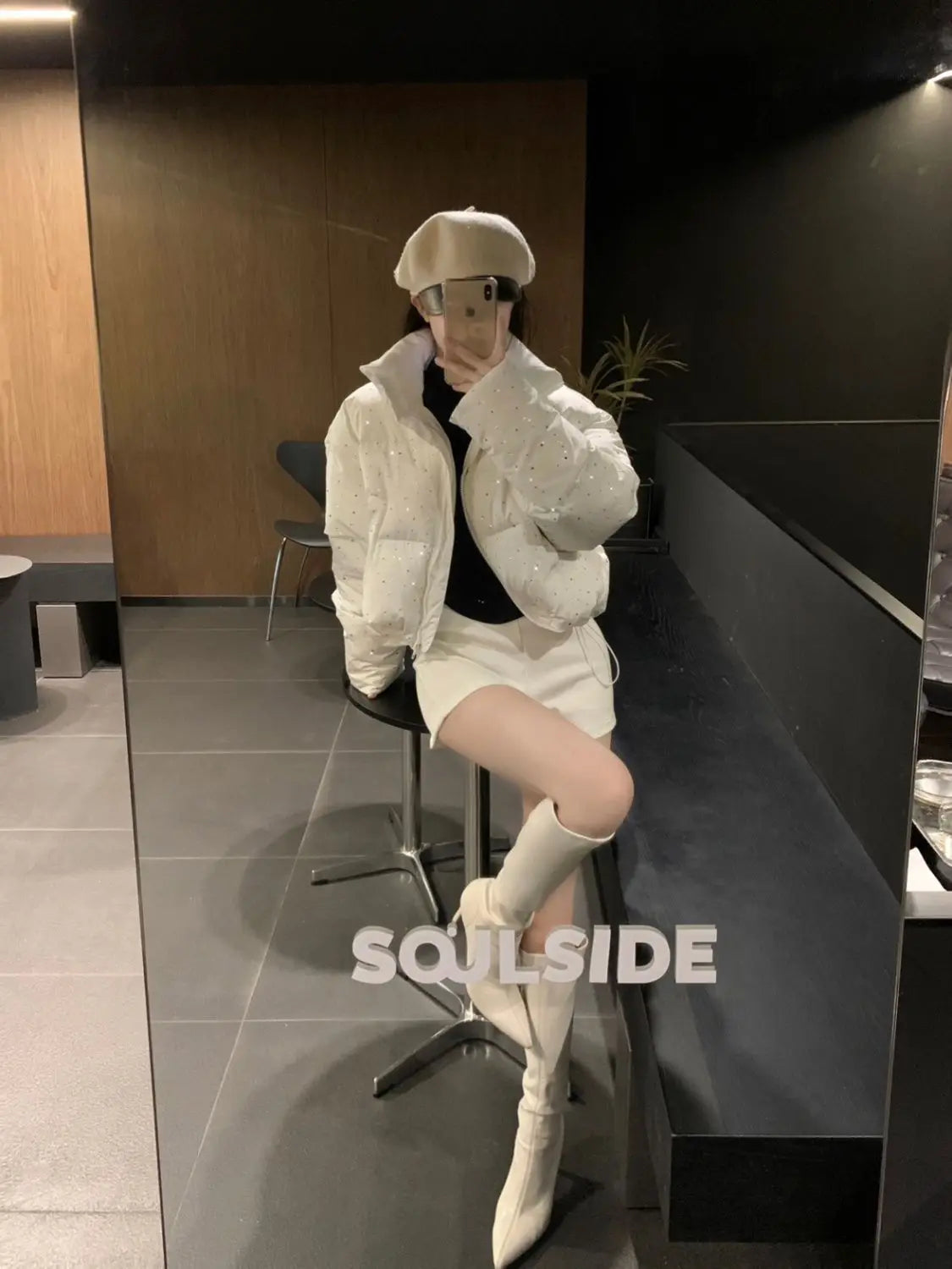 Women Autumn Winter Elegant Puffer Jacket Coats Chic Short Zipper Parkas Coat Korean Fashion Stand Collar Jacket Solid Outerwear