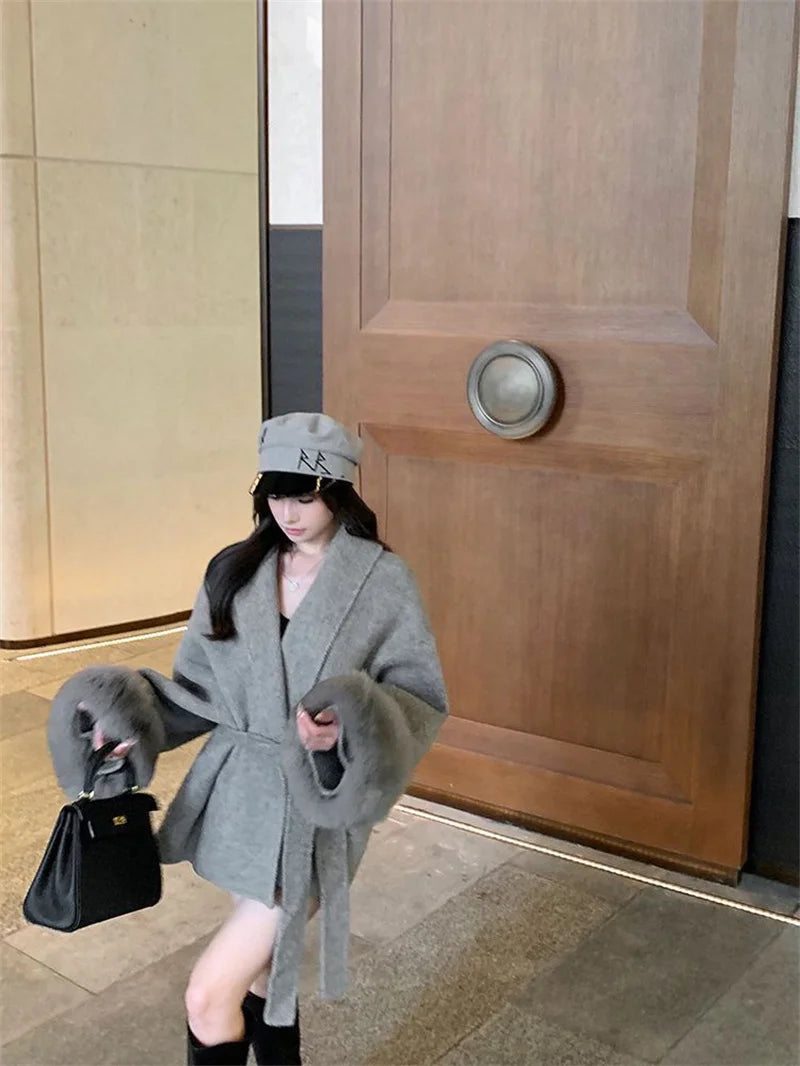 Thin Strap Woolen Jacket