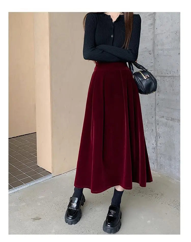 Velvet A-Line Skirt
