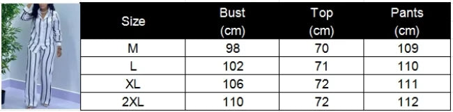 African Fashion Stripe Two Piece Set Women Spring Autumn Casual Button Long Sleeved Shirt Wide Leg Pants Two Piece Set Women
