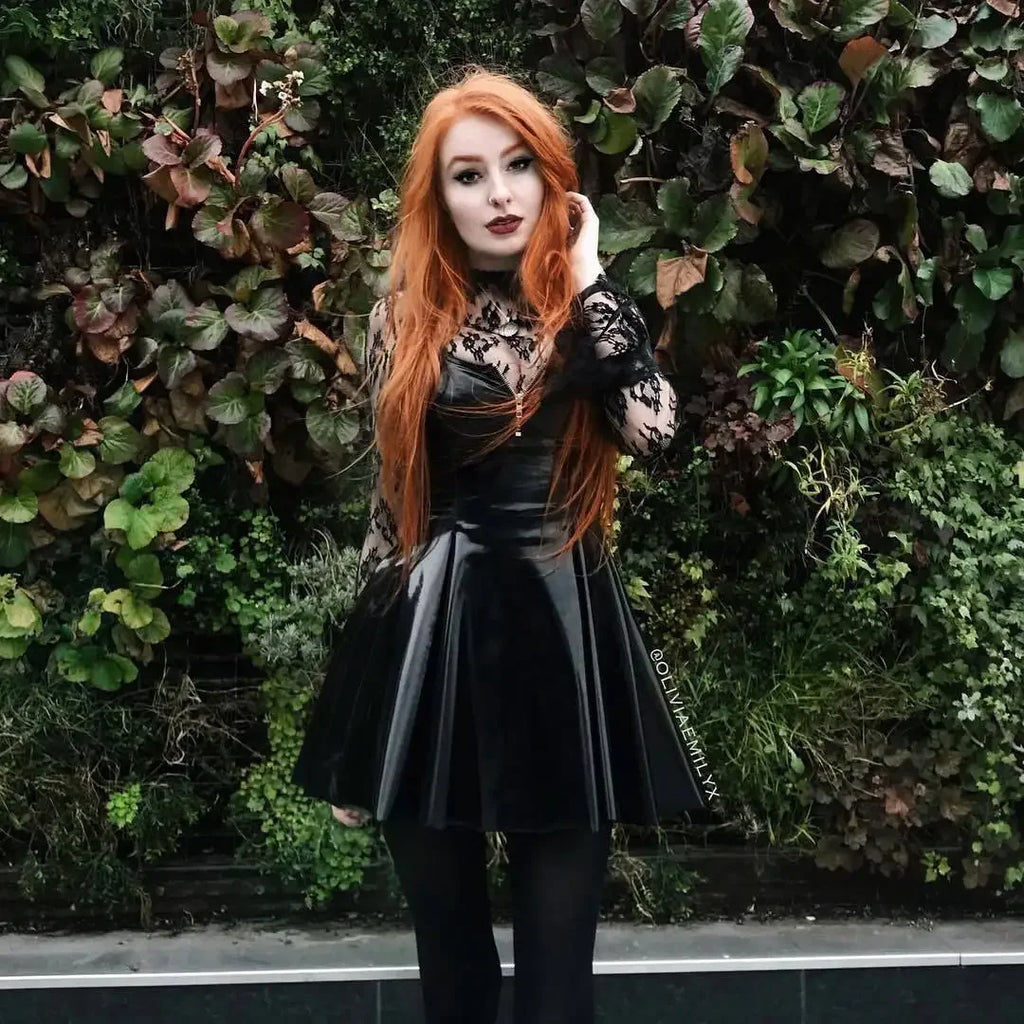 PU Leather Pleated Skirt