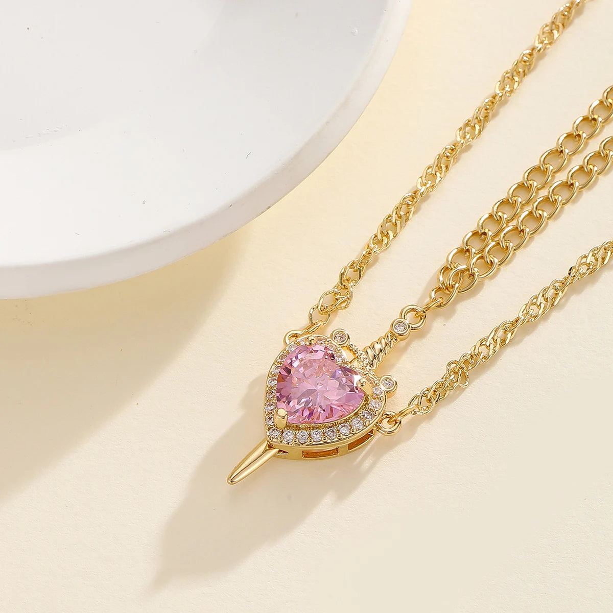 Heart and Sword Pendant Necklace