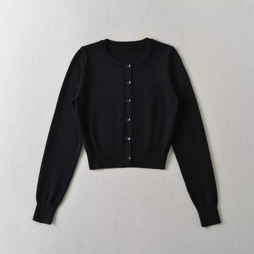 Retro Button Through Pointelle Knit Cardigan