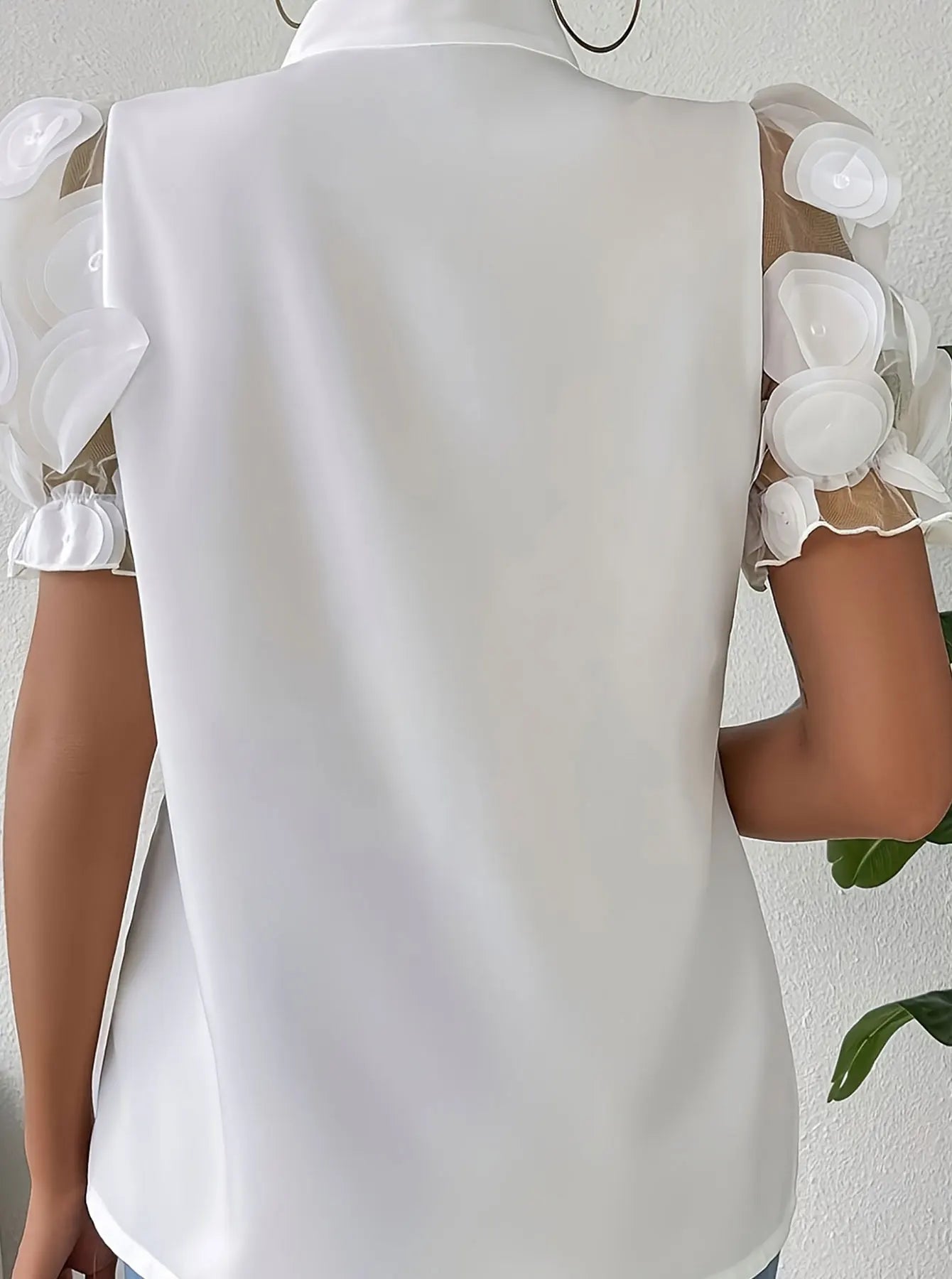 Polka Dot Sheer Sleeve Shirt