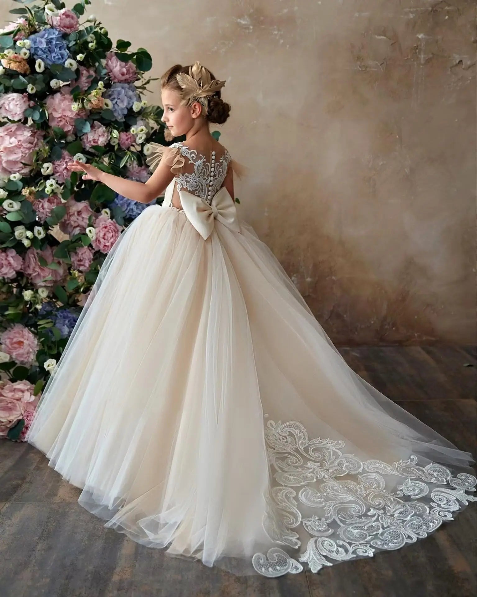 Flower Long Lace Princess Dress