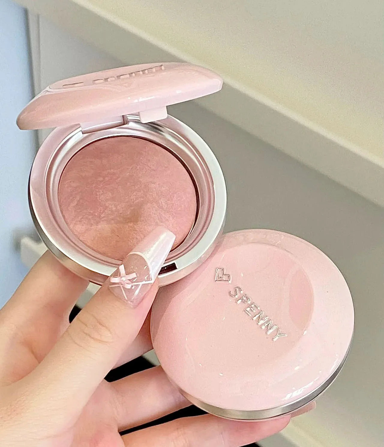SPENNY Baking Blusher Matte Soft Mist Powder Large Capacity Shrink & Expand Color Naturally Brightening Highlight Cheek 6.2g