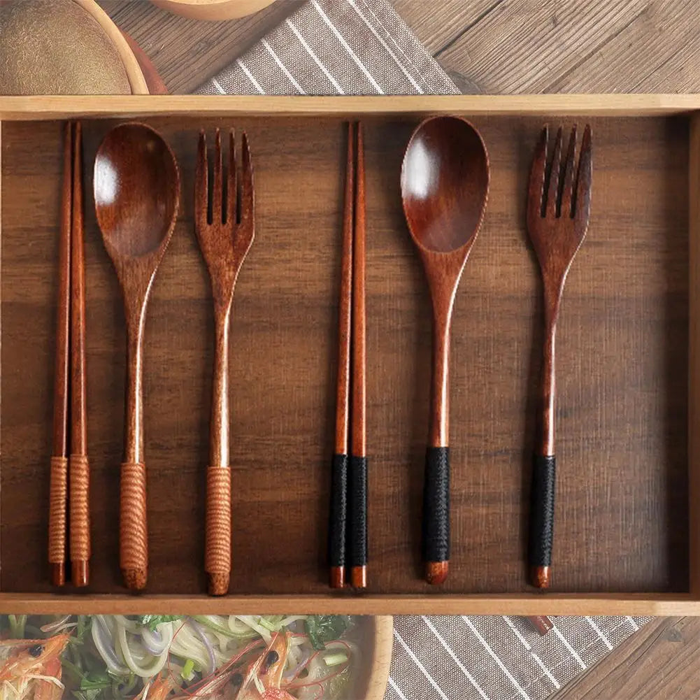 {3-Pieces} Korean Wooden Tableware