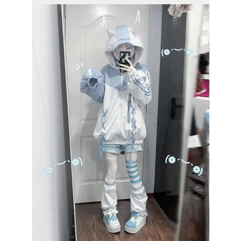 Japanese Kawaii Y2K Zip Up Hoodie