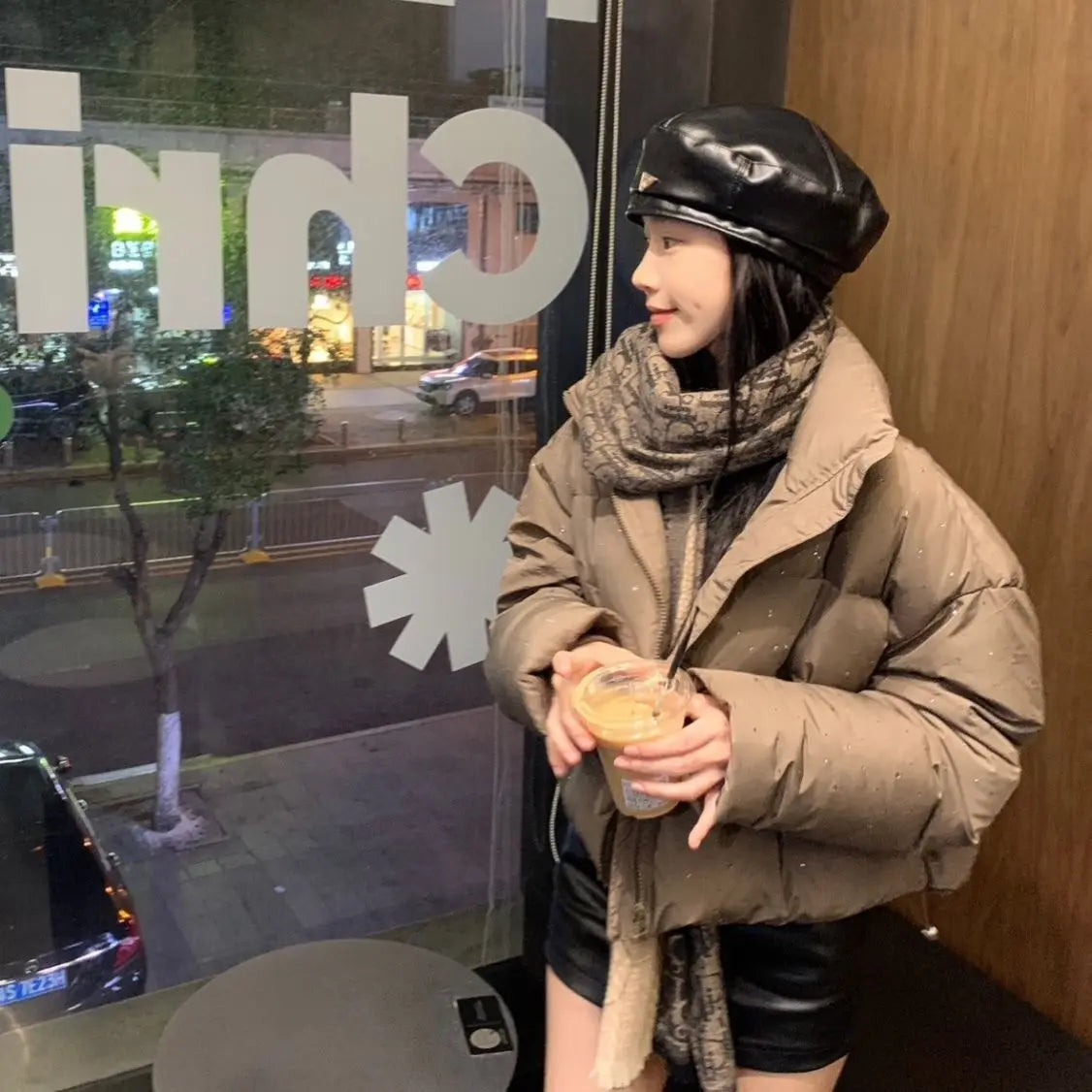 Women Autumn Winter Elegant Puffer Jacket Coats Chic Short Zipper Parkas Coat Korean Fashion Stand Collar Jacket Solid Outerwear