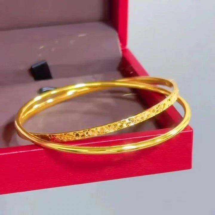 18k Golden Color Sparkling Surface Bracelet