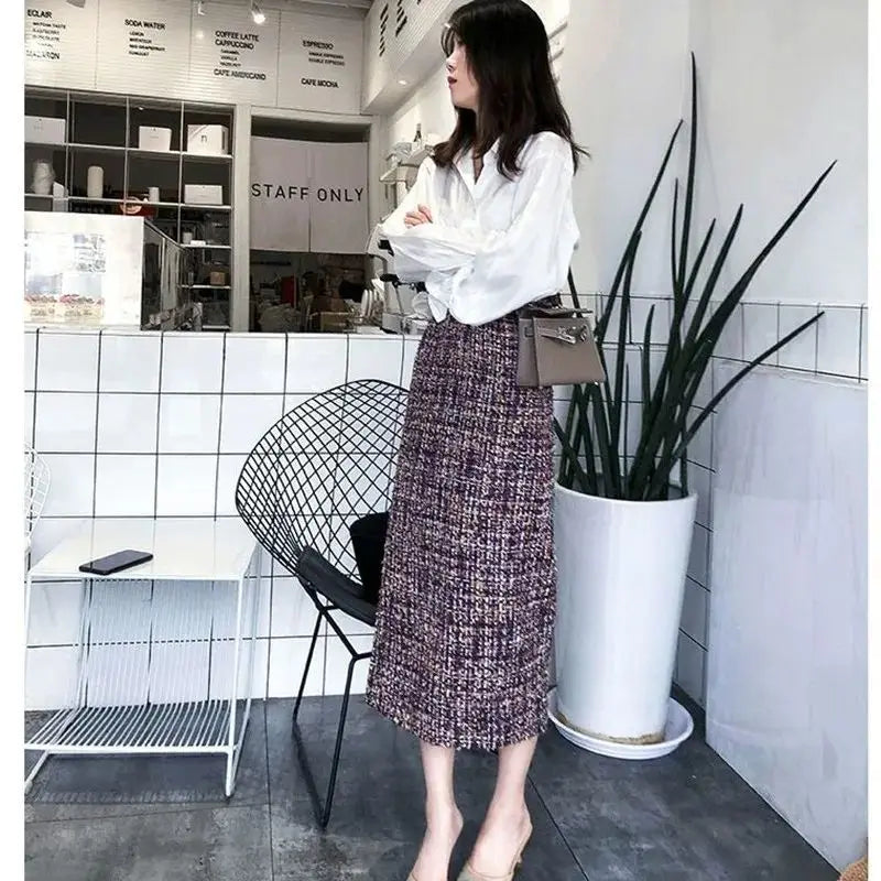 Coarse Floral Tweed Skirt
