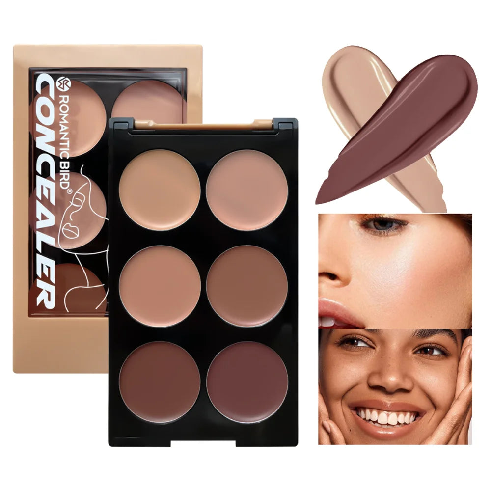 6-Color Waterproof Concealer, Matte High Coverage, Oil Control, Acne Scar And Black Circle Cosmetics Foundation