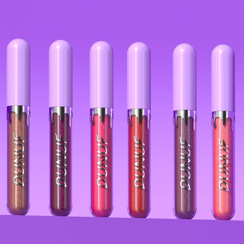 DUNUF 5 Sets Pearl Lip Gloss Moisturizing Lip Gloss Easy Color Lipstick