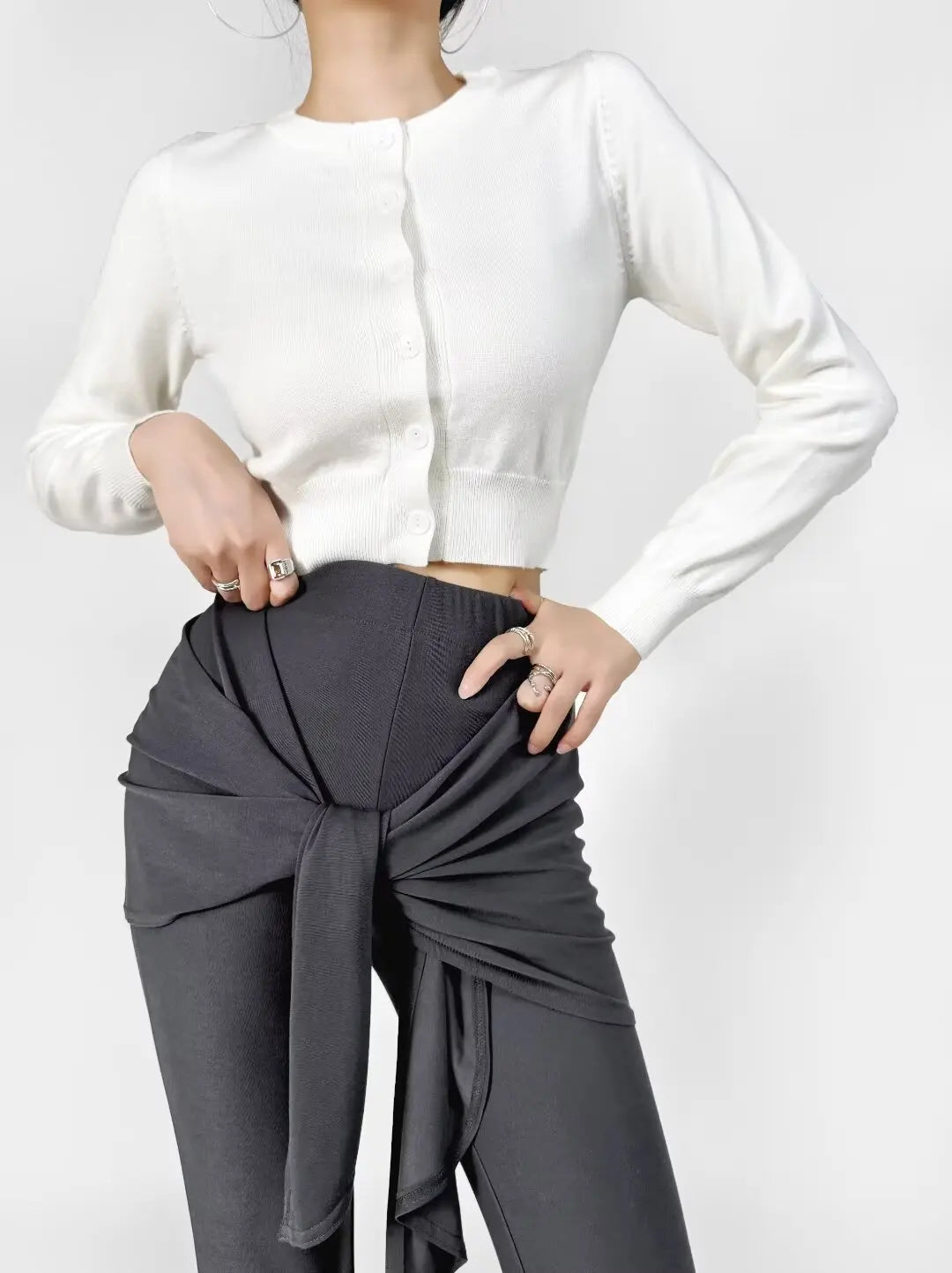 Retro Button Through Pointelle Knit Cardigan