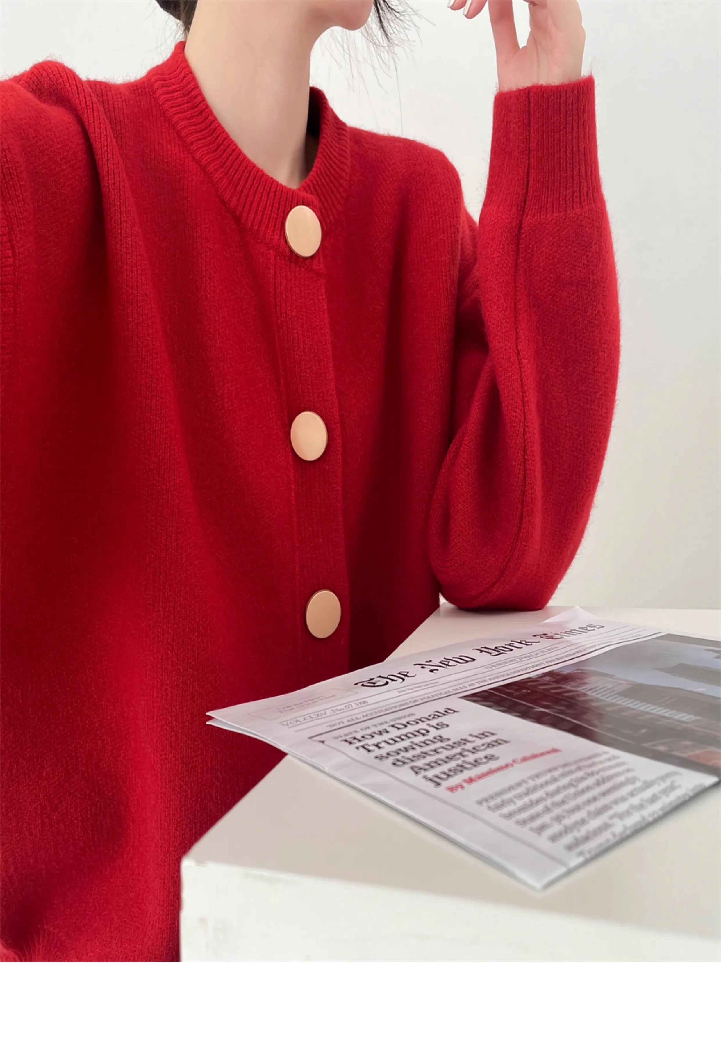 AOSSVIAO Women Cardigans Sweater O-neck Autumn Winter Knitted Loose Cardigans Solid Single Breasted Womens Sweaters