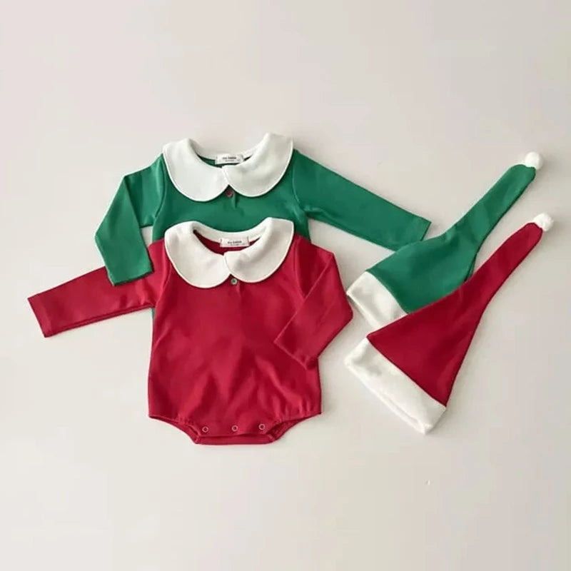 Cute Triangle Romper with Hat for Christmas